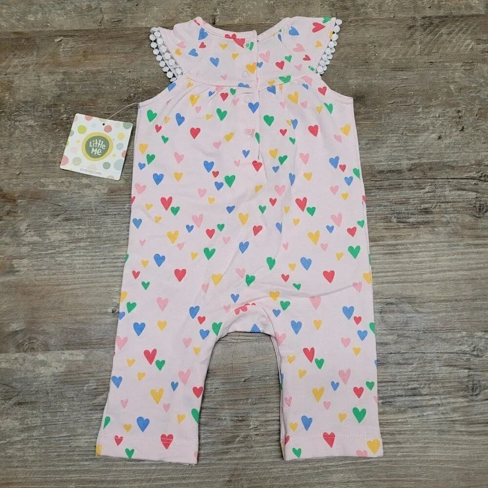 Little Me Dillard's Heart Print Girls 3 Months Jumpsuit & Headband, 2 Piece‎ Set